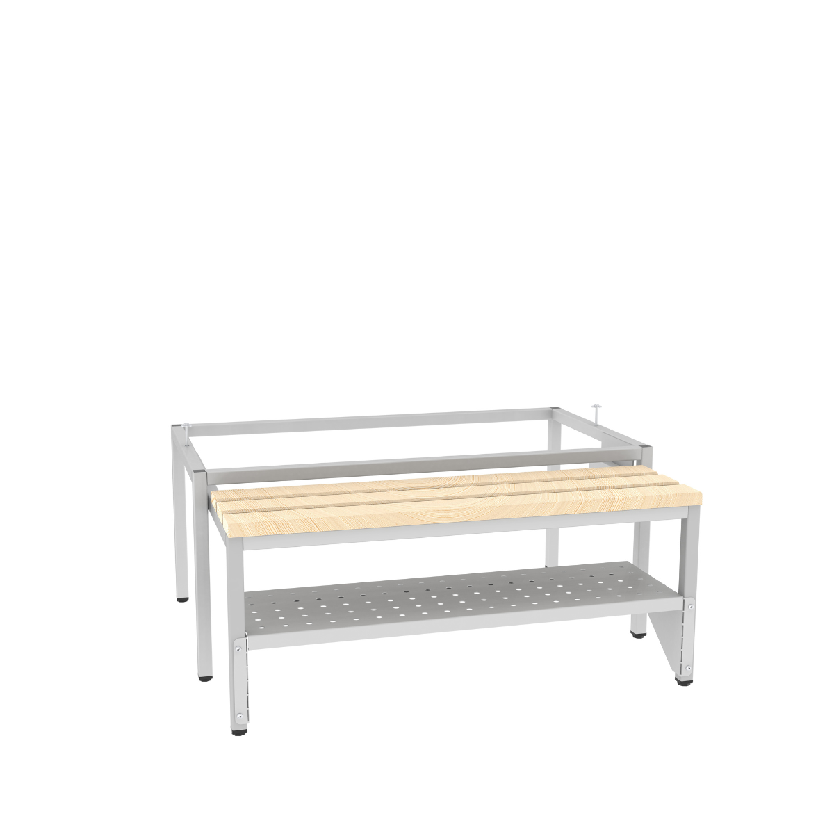 Pw331W-7035-base-extendable-shoe-shelf-ks Метална основа с разтегателна пейка PW331 и рафт PP331 - Image 1
