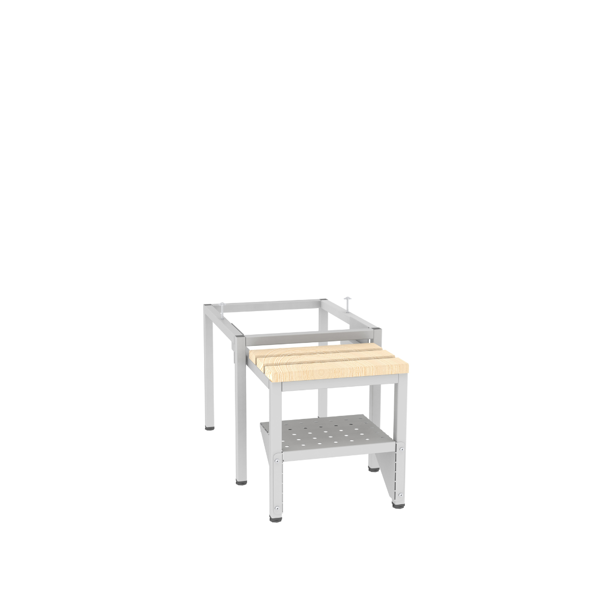 Pw411W-7035-base-extendable-shoe-shelf-ks Метална основа с разтегателна пейка PW411 и рафт PP411 - Image 1