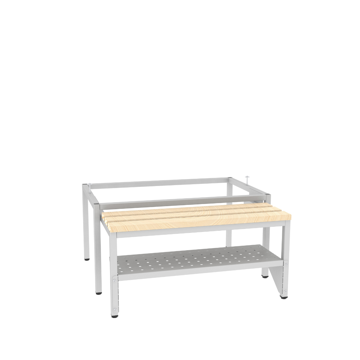 Pw421W-7035-base-extendable-shoe-shelf-ks-2 Метална основа с разтегателна пейка PW421 и рафт PP421 - Image 1