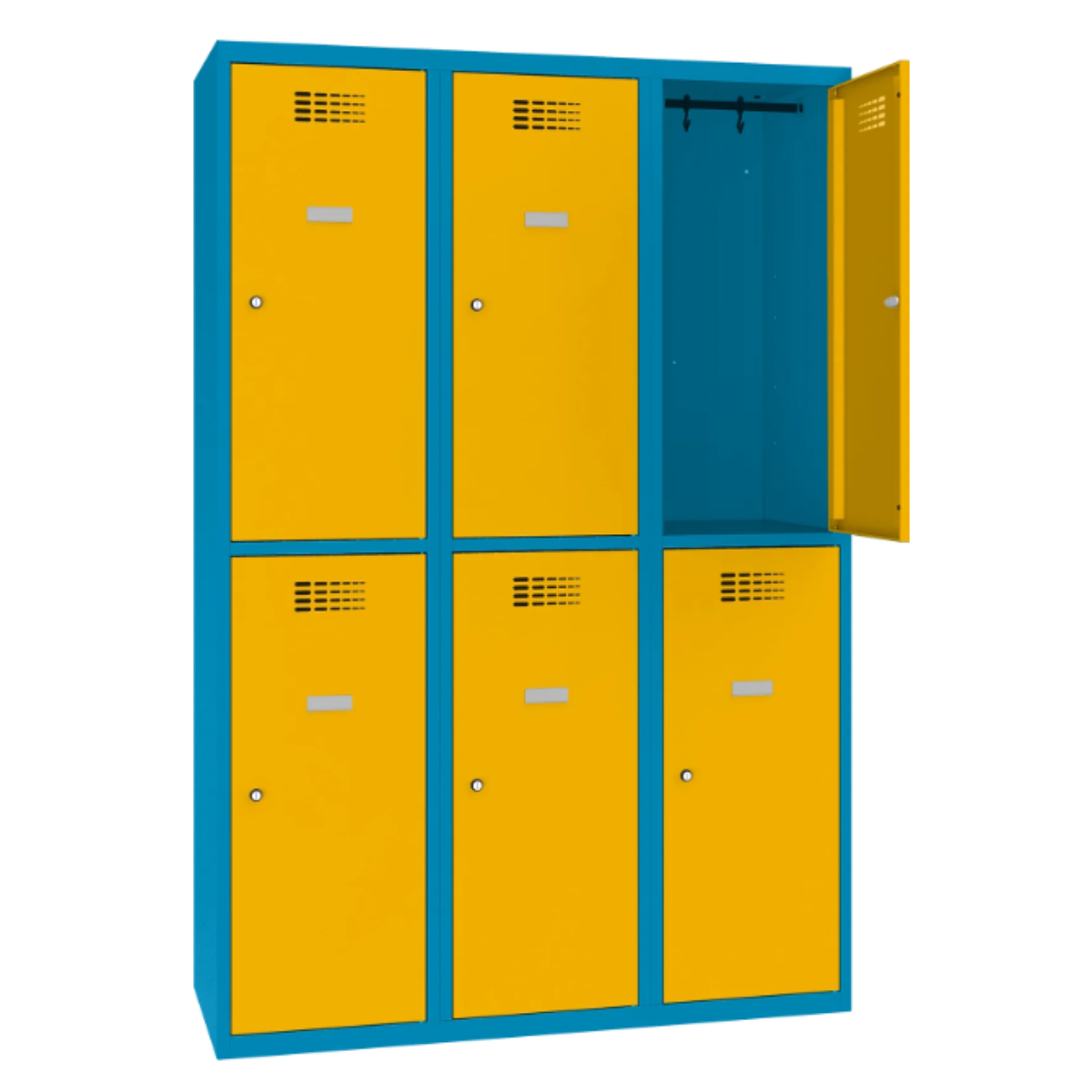 SUS-432W-RAL-5012-Light-blue-RAL-1023-Traffic-yellow Метален гардероб Sus 432 W - Image 1