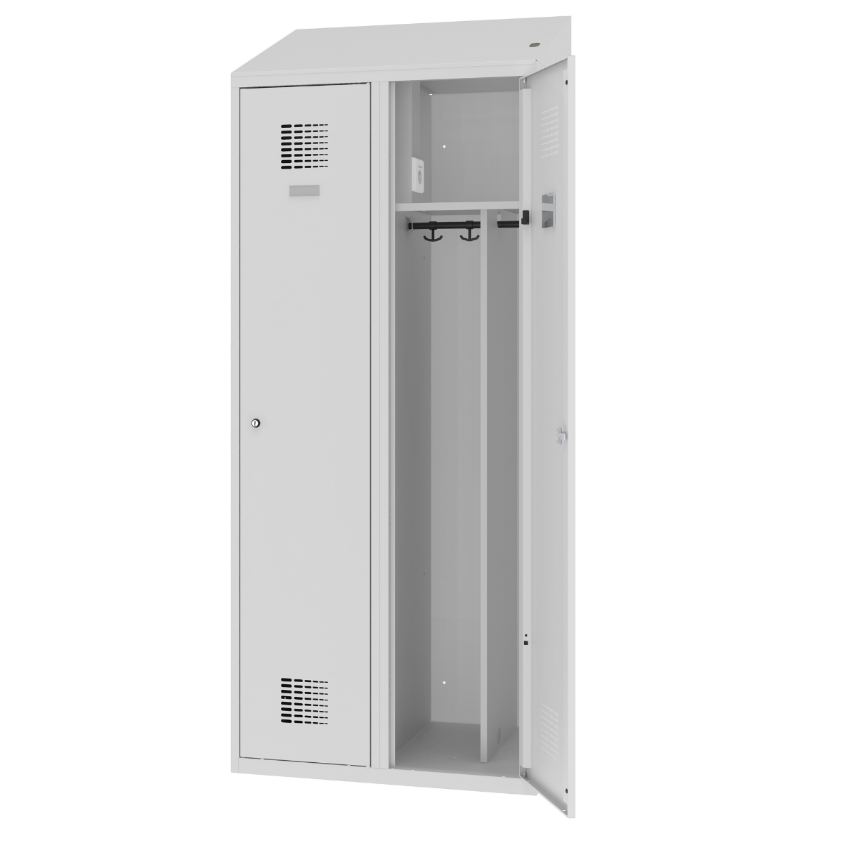 furnit.bg-202306-MSUMV420-7035-open-slanted-ks-15512 Метален гардероб с вградено захранване MSUM 420 V - Image 1
