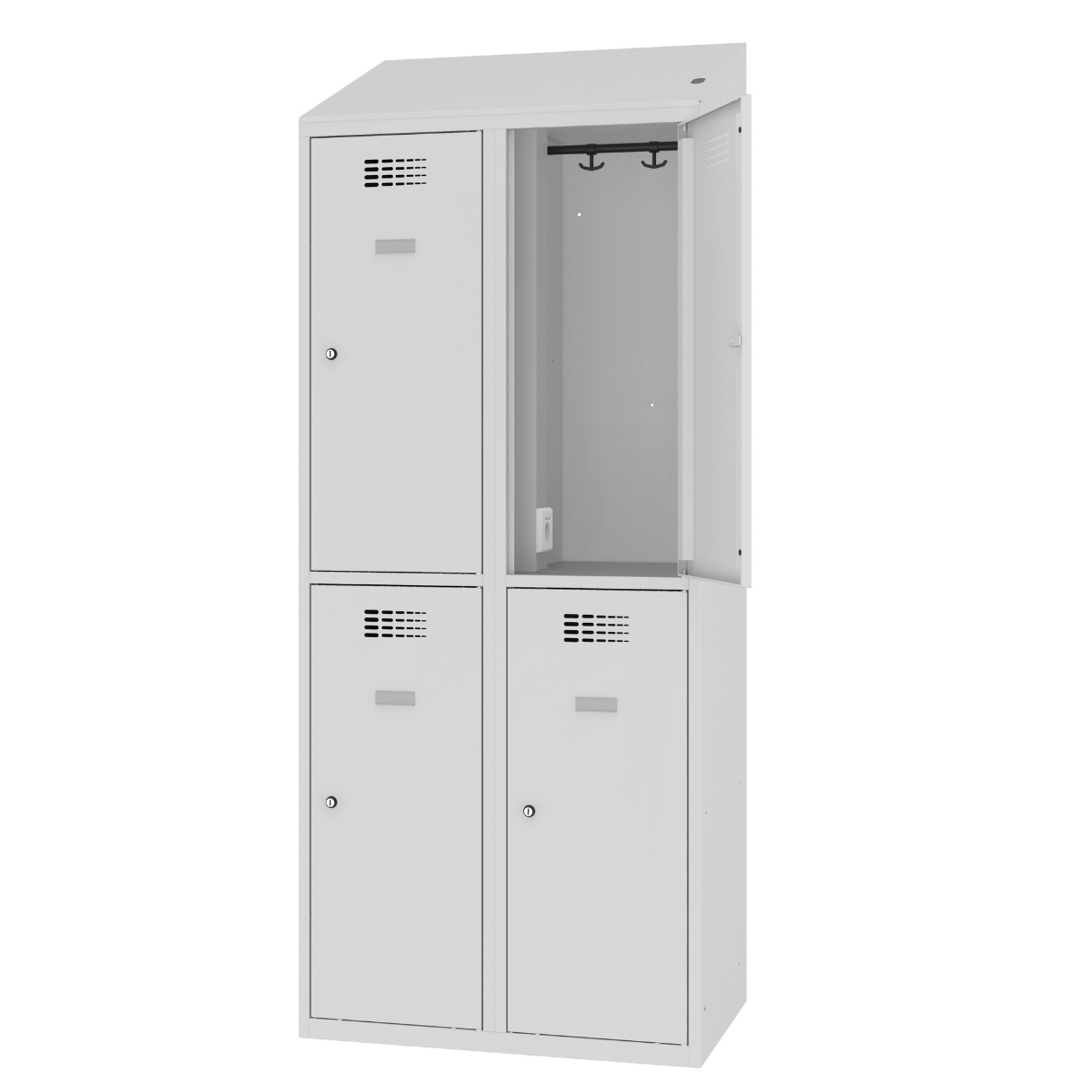 furnit.bg-202306-MSUMV422-7035-open-slanted-ks-15514 Метален гардероб с вградено захранване MSUS 422 V - Image 1