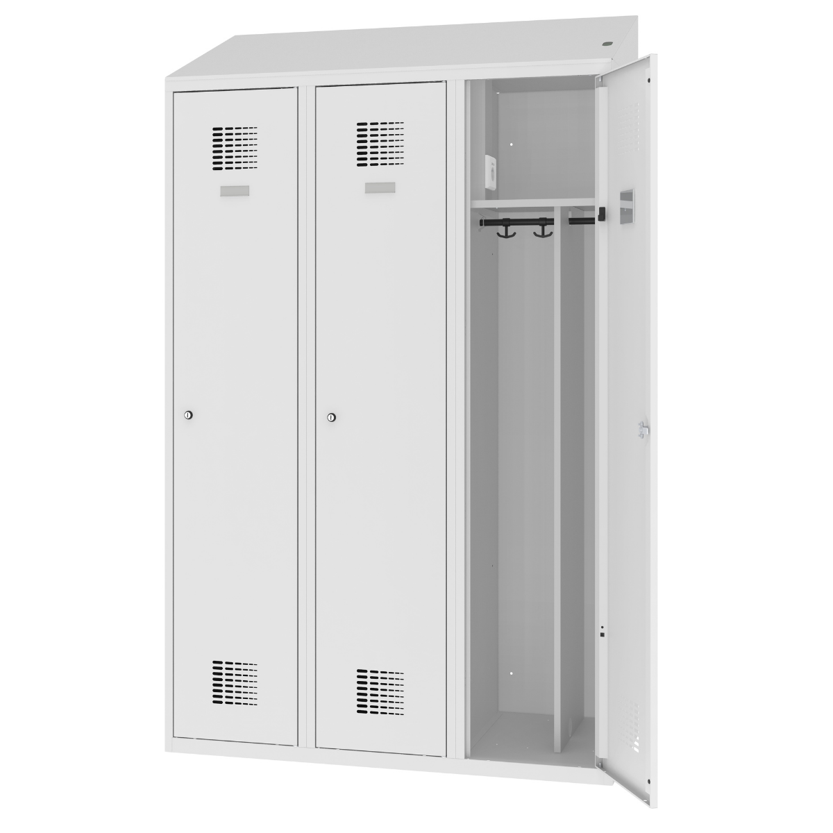 furnit.bg-202306-MSUMV430-7035-open-slanted-ks-15529 Метален гардероб с вградено захранване MSUM 430 V - Image 1