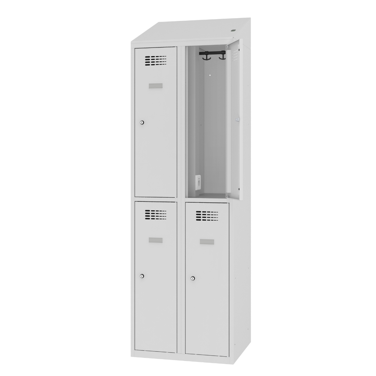 furnit.bg-202306-MSUSV322-7035-open-slanted-ks-15546 Метален гардероб с вградено захранване MSUS 322 V - Image 1